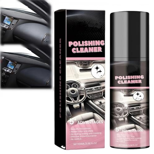 Rakiuty Pulitore per Interni Auto,Spray Detergente for Car,Polishing Cleaner,Vehicle Interior Polish,Car Interior Cleaner,Glass Polishing Compound Windshield Cleaner,Restorer Rinnova Plastiche