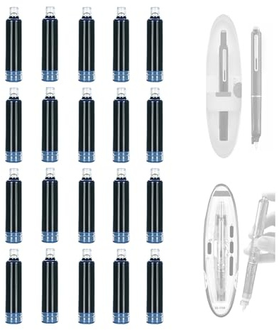 lmoikesz 20 cartuchos de tinta DS-1784 para pluma estilográfica retráctil, recargables, suaves y fáciles de reemplazar, de secado rápido, compatibles con bolígrafo DS-7158/DS-784, tinta borrable azul
