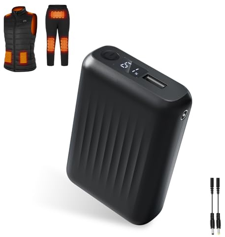 18400mAh Beheizte Weste Akku Pack, 7,4V Akku Pack für Beheizte Weste, Jacken, Hosen, Wiederaufladbare Powerbank mit LED Unterstützung 5V USB Beheizte Geräte