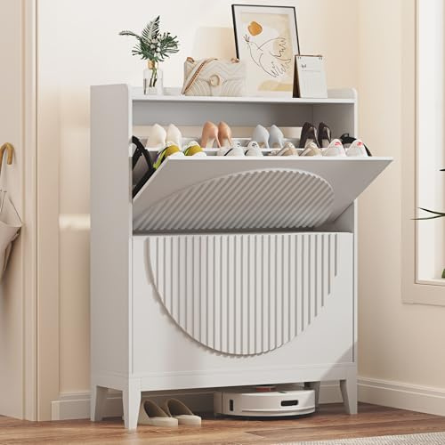 Vlsrka Schuhschrank mit 2 Klappen, Schuhschrank Schmal