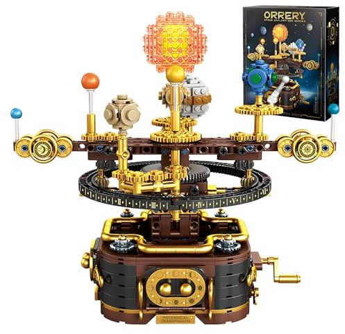 Technik Solar System Bausteine Set — 863 PCS Rotierendes Planetarium Modell von Ziegeln Kit mit Hand Kurbel, STEM Bildung Spielzeug für Astronomie Enthusiasten, kreatives Geschenk für Mann, Frau