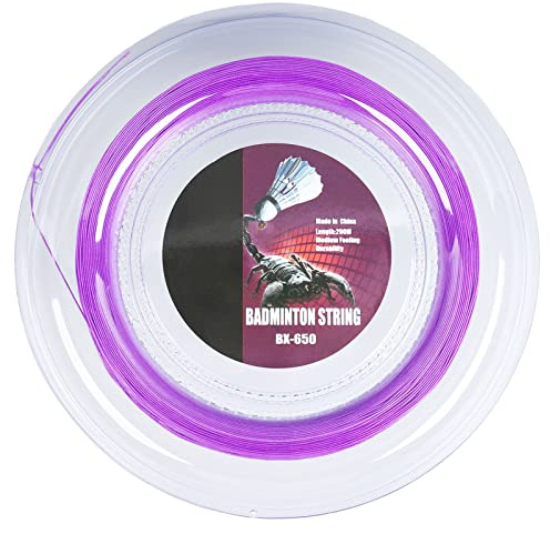Hominas 200 m Corda per Racchetta Badminton in Nylon Eccellente Elasticità Linea di Racchette Allenamento Colorata per Giocatori avanzati Allenamento di Squadra (Viola)