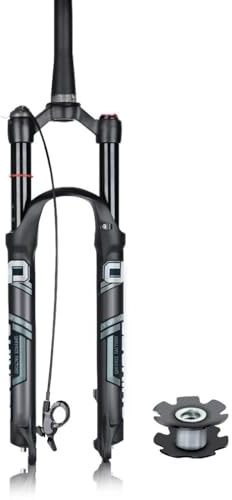LHHL Forcella Ammortizzata Mountain Bike 26/27,5/29'' Forcella MTB Ad Aria Escursione 120mm 1-1/2 Conica Forcella Anteriore Bicicletta Nera QR 9×100mm Bloccaggio Manuale/remoto(Remote,27.5'')
