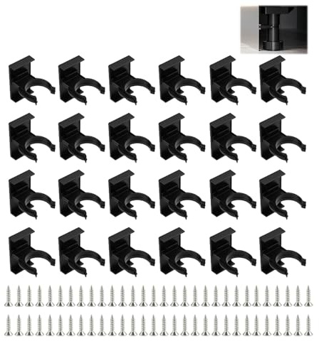 24PCS Plinthe Cuisine, Robuste Clips de Plinthes Réglables, 25 mm avec 60 Vis, Fixations Universelles pour Socle de Meuble, Attaches Solides pour Pieds d'Armoire et Installation Facile
