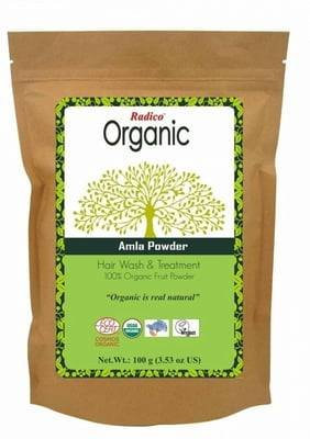 RADICO - Amla Pure in Pulver Bio - Feuchtigkeitsspendende Haarmaske - Nährend - Anti-Schuppen - Volumengebend - 100 g