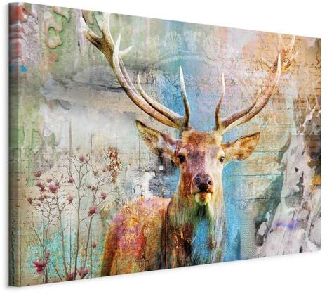 murando - Leinwandbild Abstrakte Tier bunt, 90x60 cm, 1-teilig, Wohnzimmer | Hochwertige Leinwand, sofort aufhängbar, ideal fürs Wohn- oder Schlafzimmer, wasserfest und lichtecht, langlebig, stilvoll