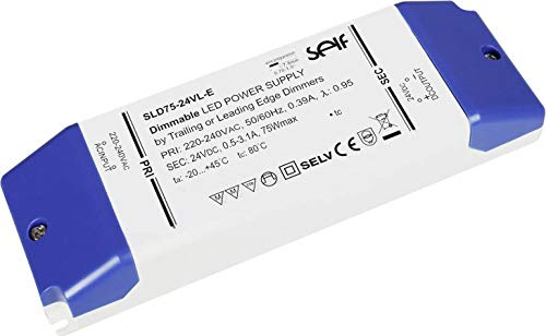 Self Electronics 1645980 SLD75-12VL-E LED-Trafo Konstantspannung 75W 1-6.25A 12 V/DC dimmbar, Moebelzulass Spannung: 12v Leistung: 75W