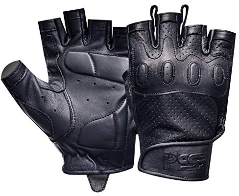 Prime Leather Fingerless Motorbike Gym Training Bus Driving Wheel Chair & Cycling Gloves