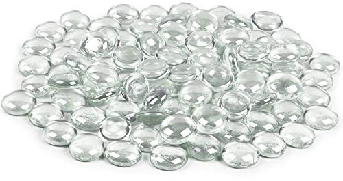 Galashield Glass Flat Clear Marbles Glass Pebbles Gems for Vase Fillers Stones Rocks (5 lbs Bag / 500-600 Stones)