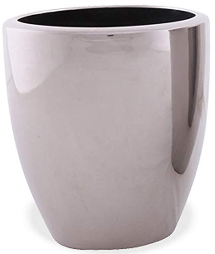 matches21 Blumentopf Pflanztopf Keramik Silber Glanz rund glänzend Übertopf Pflanzgefäß Keramiktopf 1 STK - Ø 14x15 cm