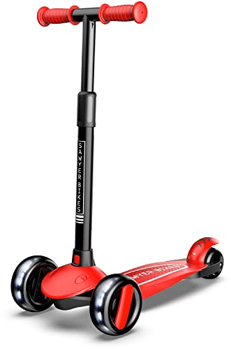 Sawyer Bikes - Patinete Ajustable Ruedas LED - Niños 2 a 8 Años (Rojo)