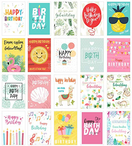 Edition Seidel Set 20 exklusive Premium Geburtstagskarten mit Briefumschlag. Glückwunschkarte Grusskarte Geburtstag Geburtstagskarte Mann Frau Karten Happy Birthday Billet Sprüche