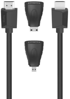 Hama HDMITM Hte Vit, Ultra HD 4K, Ethernet, 1,50 m + 2 HDMITM Adapter