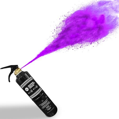 POLVO HOLI- Extintor 1 kg con Polvo Holi (Morado) Extintor tamaño pequeño de polvo de colores para tu fiesta Holi, Baby Shower, evento, carrera holi, fiesta, cumpleaños