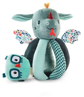 Lilliputiens - Handgriff-Rassel Joe der Drache - Interaktives Spielzeug für Babys mit verstecktem Freund und leicht zu greifenden Griffen - Fördert Feinmotorik und Sinne - Ab 6 Monaten - 83367