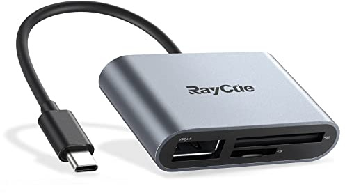 RayCue USB C SD Card Reader Adapter, Type C Micro SD TF Card Reader Adapter, 3 in-1 USB C to USB Camera Memory Card Reader Adapter for New Pad Pro MacBook Pro/Air, and More UBC C Devices