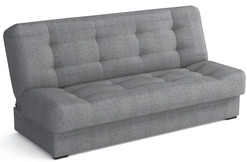 MEBLE-LUX Schlafsofa mit Bettkasten Livia, Schlafcouch 170cm Breit, Sofa mit Schlaffunktion, Federkern, Klappsofa mit Bettfunktion, Zusätzlicher Stauraum, Praktisch und Funktionell, Sofa Grau