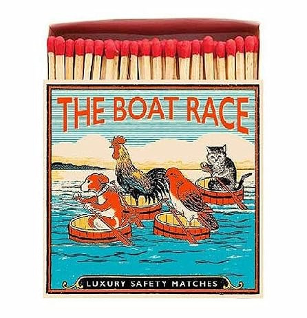 The Boat Race Animals Long Matches - Luxury Giant Square Matchbox - Red Tip Coloured Large Matchsticks - Candles Wedding Housewarming Gift