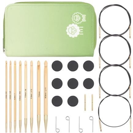KnitPro Bamboo Deluxe Afghan/Tunesisches Häkelnadel-Set I 8 Stärken (3.5mm bis 12mm)