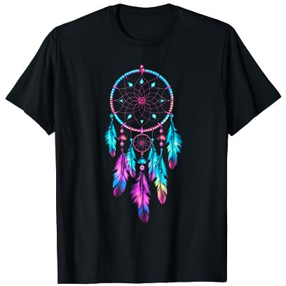 Bunter Traumfänger Feder Tribal Indianer Tattoo Dreamcatcher T-Shirt