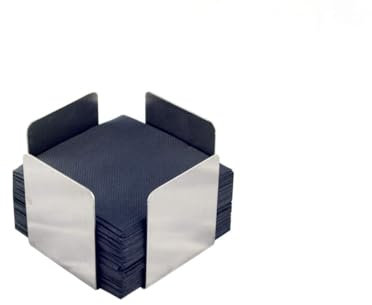 Hostelnovo Serviettenhalter aus Edelstahl, ideal für Cocktailservietten, 11 x 11 x 7 cm, inklusive 50 schwarzen Micropunkt-Servietten.