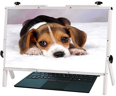 [] 22-Zoll-Laptop-Bildschirmlupe, Faltbarer Computer-Laptop-Telefonhalter, physische Lupe, kompatibel mit 15/16/17/18/20-Zoll-Handys, Tablets (weiß)
