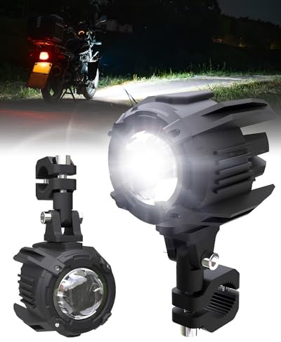 SUPAREE Motorcycle Headlight LED 12V Motorcycle Spotlights LED Motorcycle Auxiliary led Lights con Bracket Universal 7800LM 6500K IP68 for Motorbike ATV SUV Truck 2Pcs