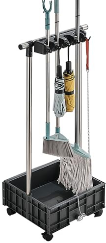 Mop and Broom Holder Cleaning Supplies Mop Bucket Garden Tool Organizer Cleaning Carts on Wheels Freestanding Broom Closet Storage Cabinet Mop Sink for Housekeeping Garage Restaurant (Color : One col