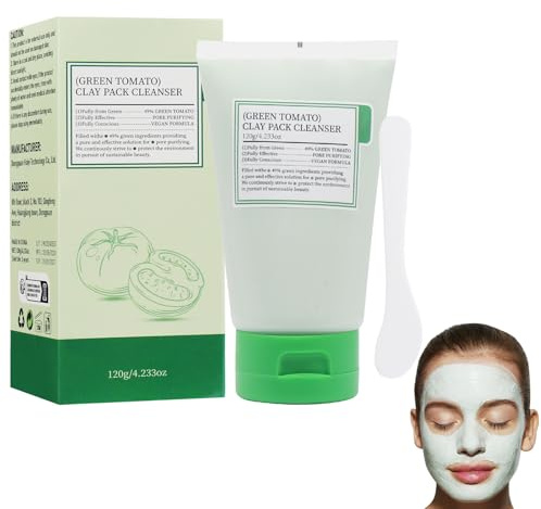 Grön tomatmask, ansiktsrengöring lermask, appliceringsmask, fuktgivande, grön tomat lermask, rengöring av ansiktets porer