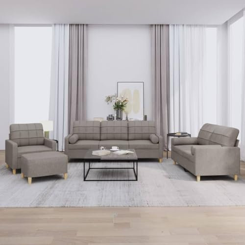 Homgoday 4-TLG. Sofagarnitur mit Kissen Sofa Wohnzimmersofa Loungesofa Gästesofa, Designsofa Couchgarnitur Sitzmöbel Modern für Wohnzimmer, Schlafzimmer, Büro Taupe Stoff
