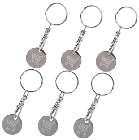 STOBOK 6pezzi Portachiavi Gettone Inossidabile Per Della Accessorio Supermercati e Negozi