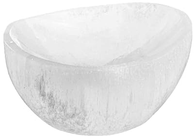 NKlaus Cuenco de selenita hemisferio 6,5 x 3,5 cm – Cuenco energético para piedras preciosas, Reiki y limpieza espiritual, ideal para meditación y armonización de chakras