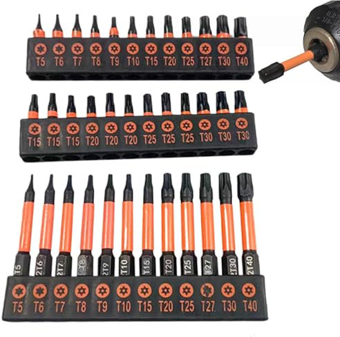 Juego de puntas Torx de seguridad,Juego de llaves de vaso Torx, Juego de destornilladores de acero S2 Juego de puntas Torx de 36 piezas, Brocas de torsión de seguridad Punta de destornillador magnétic