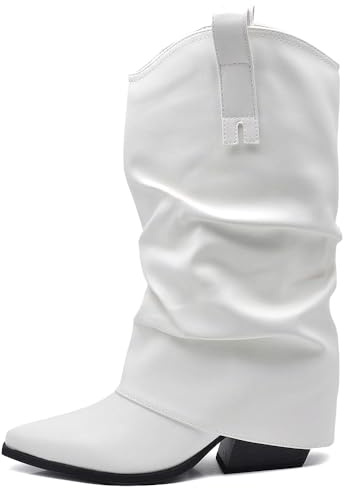 IF Fashion Scarpe Stivali Texani Arricciati Da Donna Con Ghetta Risvolto MP627