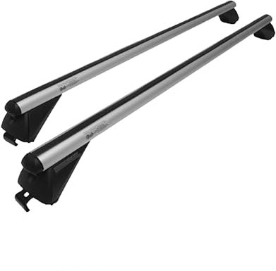 WAXACAR Aluminium Lockable Roof Rail Railing Rack Bars Compatible For Cars With Flush Profiled Rails - TUV/GS Tested (1.2 Meters)