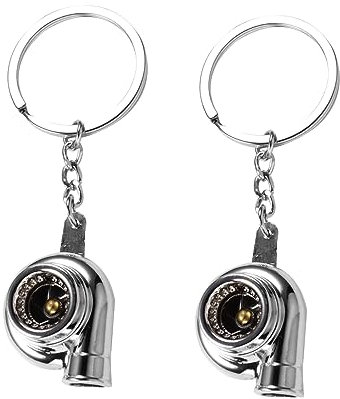 SOLUSTRE 2stücke Auto Turbo Schlüsselanhänger Aus Metall Silberfarbene Turbolader Schlüsselketten Robuste Auto-schlüsselringe Als Geschenk Für Autoliebhaber Und Freunde