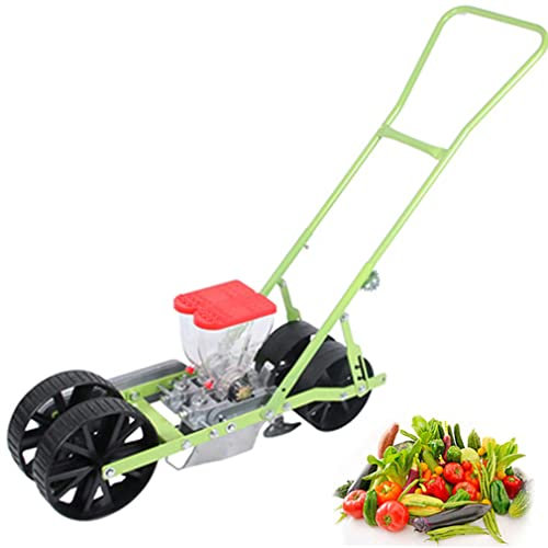 Hand Push Garden Seeder Manual Farmer Pushes Vegetable Planter Precision Seeder Peanut Corn Bean Planter Adjustable Plant Spacing Spreader for Sowing Seeds 2 Row