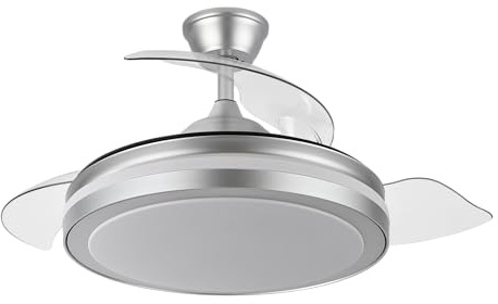 LUMIKING Ventilador de Techo con Luz LED 72W – Motor DC 32W Silencioso – Aspas Retráctiles – 3 Tonos de Luz 3000K/4000K/6500K – Regulable con Mando y Temporizador (Plata 2, 107 cm)
