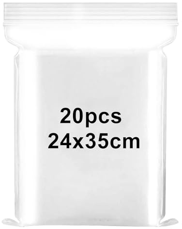 Sachet Zippé Sachet de Grands Transparent Cellophane 24x35cm Sacs Plastique Refermables Pochette Zip pour Vêtements T-shirt Pantalon Stockage,20Pièces