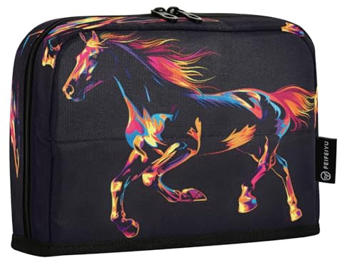 Mnsruu Une trousse à crayons debout en forme de cheval qui coule debout - Grande capacité - Pour garçons et filles - Pochette à crayons multicouche - Organisateur de papeterie pour l'école, le bureau