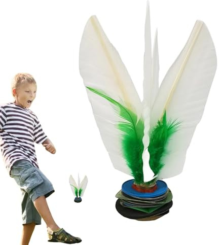 Generico Jianzi Kinesisk Jianzi Shuttlecock | Vit Fjäder Fötter - Big Kicking Game Knotty Bottom Undervattensträning Träning Elastisk Resistent, Handunderhållning