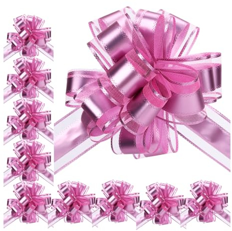 Chanumetal 10 Stück Geschenkschleife Große, Bunt Schleifen Deko, Durchmesser 16 cm, Große Schleife Matt Autoschleife für Hochzeit Geburtstag Weihnachten (Rosa)