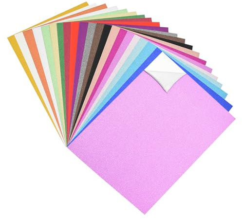 AolKee A4 glitterkort, 40 ark 20 färger 250 gsm, färgat kort, färgat papper för gör-det-själv-projekt kort födelsedag bröllopsdekoration