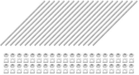 sourcing map 20Pcs Fully Threaded Rod, M4-0.7 Thread Pitch 150mm Length Stainless Steel Right Hand Fully Threaded Studs with Nuts and Washers for Clamps, Hangers and U-Bolts