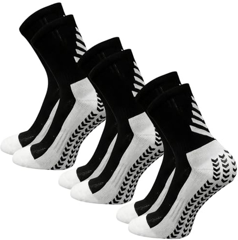 liuchanghe 3 Paires Chaussette Antidérapante Foot, Chaussettes Antidérapantes Homme Femme, EU 39-46 Chaussette Sport pour entraînement Football Basketball Yoga Cyclisme (Noir)