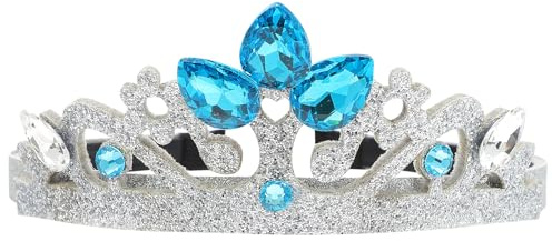 Cerchietto Corona per Bambina Blu, Elegante per Occasioni | Abs e Tessuto, Leggero e Comodo da Indossare, Forma a Corona per Shower e Battesimo