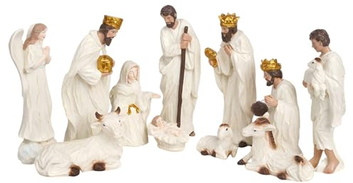 Kleine Krippenfiguren - Kunstharz Weihnachten Schreibtischdekoration,Krippenstatuette Weihnachts Schmuck,Für Home Office Wohnzimmer Schlafzimmer Kaminsims Bücherregal Bücherbrett Fensterbank