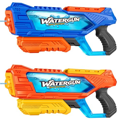 Quanquer 2 Vattenpistoler På 1000 Ml Med Lång Lång Distans För Barn Och Vuxna, Snabbpåfyllnings Vattenpistol Upp Till 32 Fot, Perfekt Sommargåva För Pool, Strand Och Vattenkrig