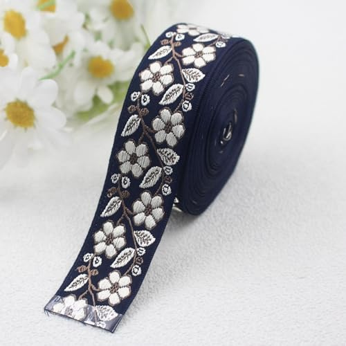 PEARLY JUN 8.5 M Navy Blue Borten und Bänder zum Nähen Ruban Jacquard | Jacquard Webbing Bordüre Cloths Details Stickband für Nähen Geschenk Vorhang Dekoration