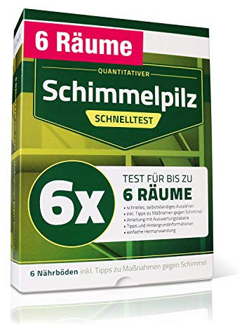 Schimmeltest Wohnung – Schimmeltester für 6 Räume – Schimmelpilz Schnelltest mit Nährboden zur Einschätzung der Raumluft